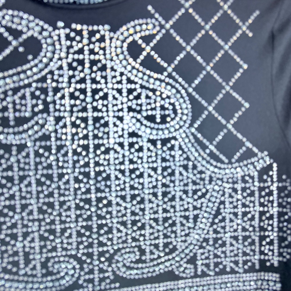 ChicMe Womens Black Rhinestone Embellished Mock Neck Long Sleeve Top XL - Picture 3 of 5